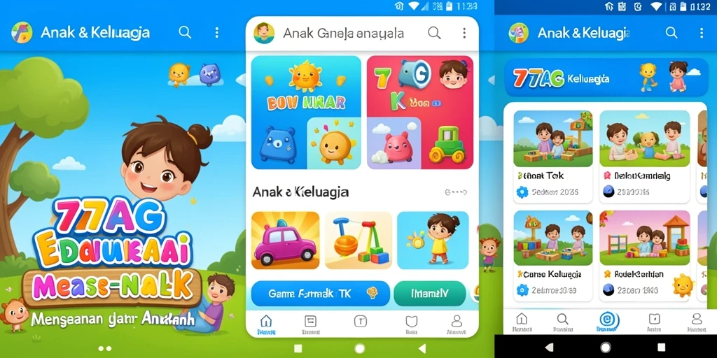 Tampilan antarmuka 77AG yang ramah anak dan menarik.