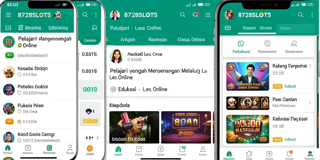 Antarmuka intuitif aplikasi Les Online 8728SLOTS yang menarik dan interaktif.