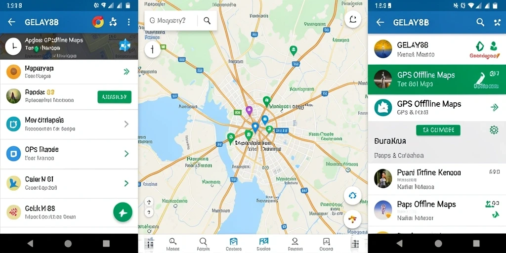 Antarmuka pengguna yang sederhana dari aplikasi GPS Offline Maps GELAY88.
