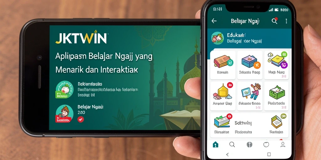 Screenshot antarmuka JKTWIN saat belajar ngaji dengan fitur interaktif.