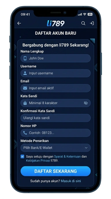 Tampilan halaman daftar li789